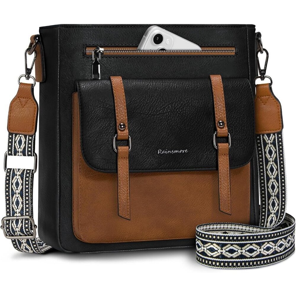Women’s Black and Brown Waterproof Crossbody Shoulder Leather bags